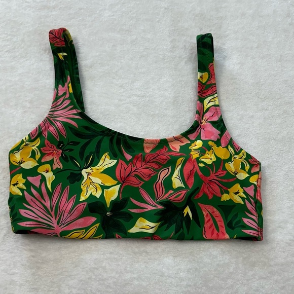 Old Navy Green and Pink Bikini Top with Tropical Print Swimsuit - Picture 4 of 8
